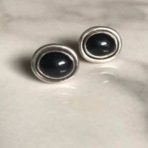 Black Onyx sterling silver stud earrings